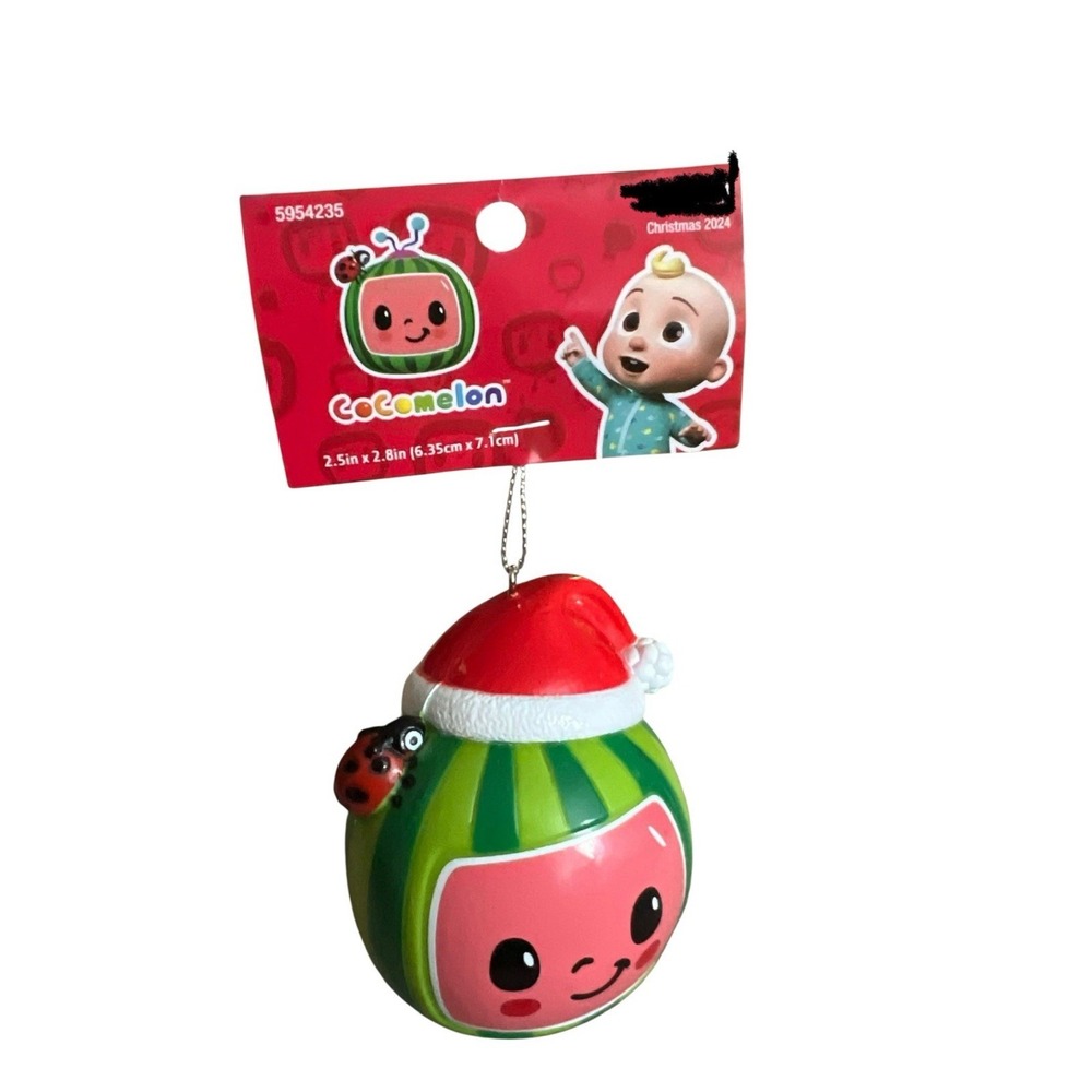 Kurt Adler Cocomelon Watermelon with Santa Hat Christmas Ornament Ladybug‎